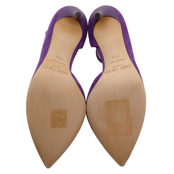 Jimmy Choo Purple Suede D'Orsay Pumps with Ankle Strap - Picture 6 of 6